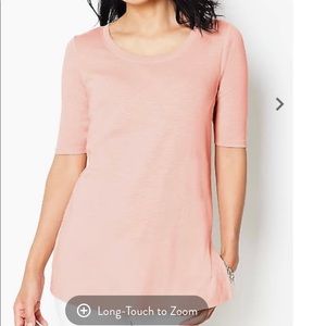 Pima scoopneck elbow sleeve T-shirt